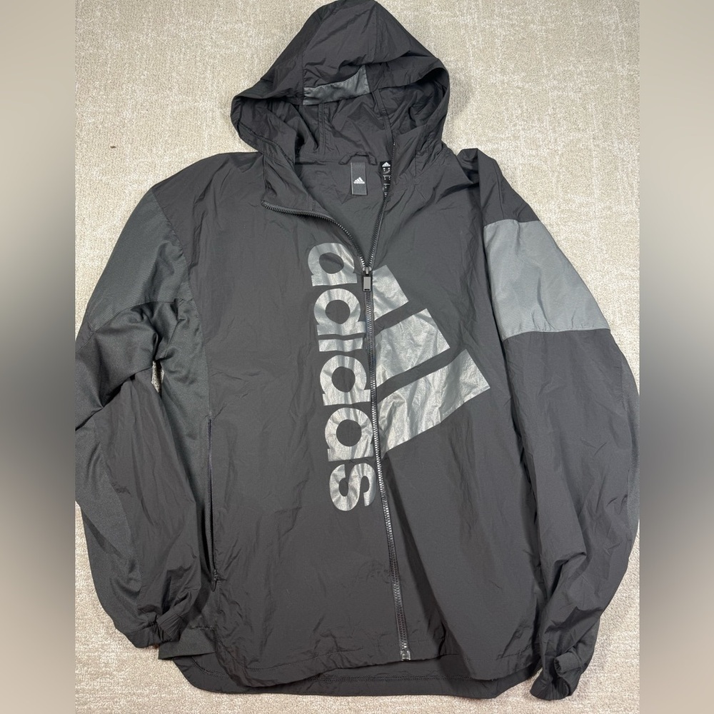 Adidas Badge Of Sport Black Full Zip Light Weight Jacket Size M